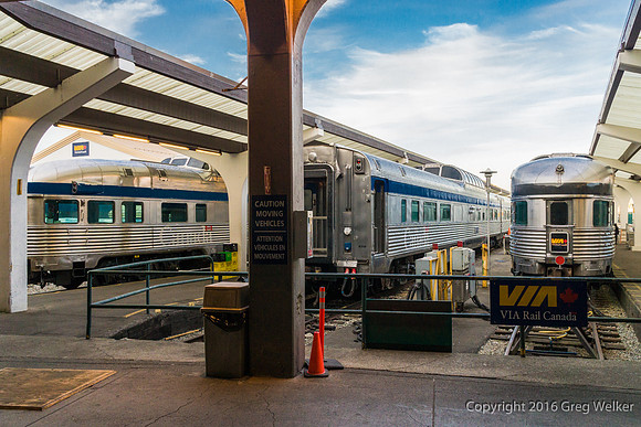 Station Tracks With  "Canadian" Cars On Right Two Tracks