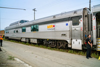 Kamloops BC. Via Canadian Prestige Class observation dome car Kootenay Park.