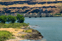 Crossing the Columbia River on the Cielilo RR bridge at Wishram WA.  Originall the Oregon Trunk RR bridge.