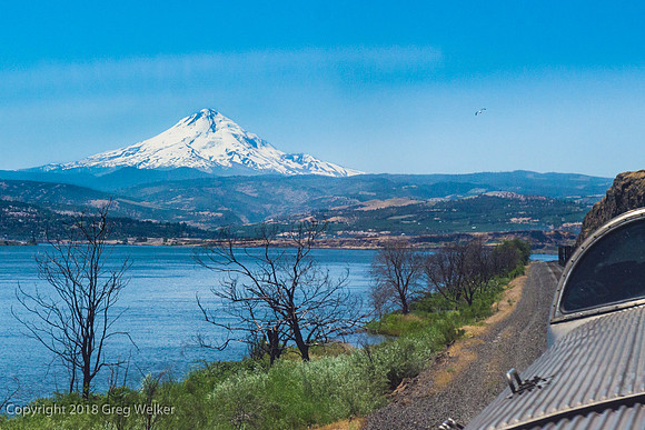 Mount Hood and the Columbia River.