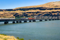 Crossing the Columbia River on the Cielilo RR bridge at Wishram WA.  Originall the Oregon Trunk RR bridge.