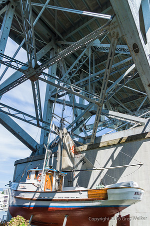 Landlocked Boat Under Granville Bridge