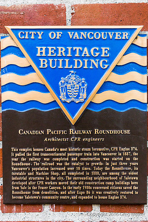 Historic Canadian Pacific Railway Roundhouse Plaque