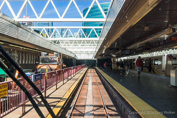 View From Rear Car On Sky Train Leaving Vancouver