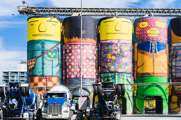 Cement Yard With Creatively Painted Storage Silos