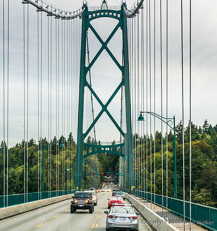 View Driving Over Lions Gate Bridge To Stanley Park