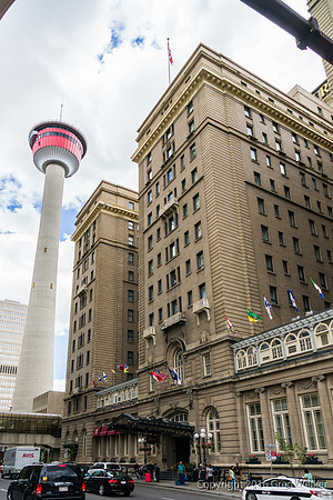 Palliser Hotel With Calgary Tower In Background.