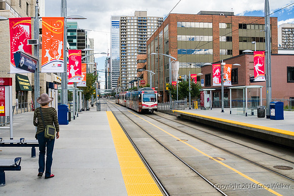 CTrain Lightrail System In Downtown Calgary.