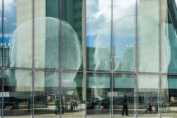 Bow Building Reflecting "Wonderland" Sculpture.