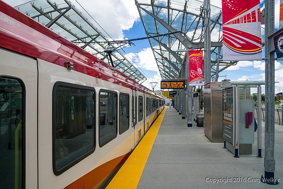 CTrain Lightrail System In Downtown Calgary.