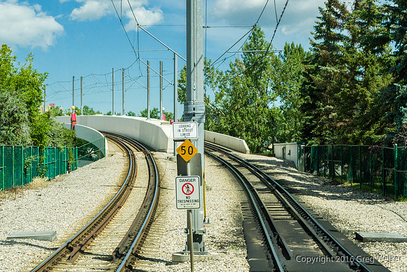 Lightrail Tracks Crossing Bow River .