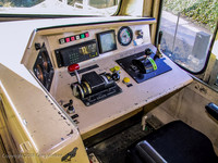 View of "control stand".  Engineer sits here and controls the operation of the train.
