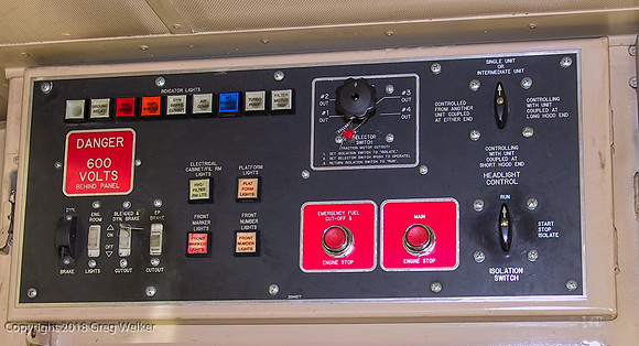 This panel in the locomotive cab controls many locomotive functions.