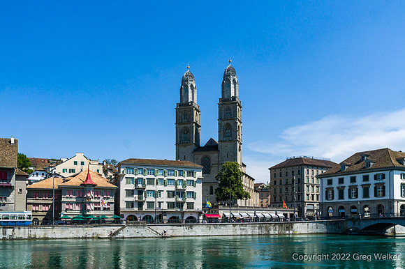 Grossmunster Church on Limmat River in Old Town