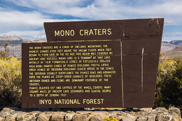 Mono Craters Marker On June Lake Loop.