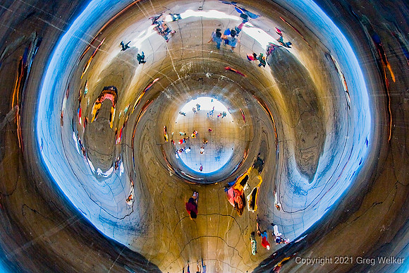 Cloud Gate Or The Bean Sculpture By Anish Kapoor, Millennium Park Chicago Illinois June 2007
