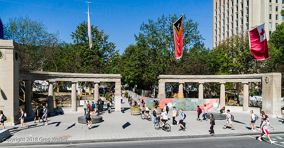 Roddik Gates entrance to McGill University on Sherbrooke West Street.