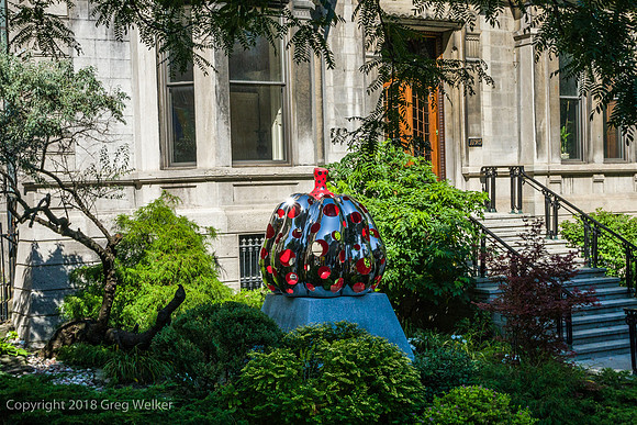 Pumpkin sculpture by Yayoi Kusama.