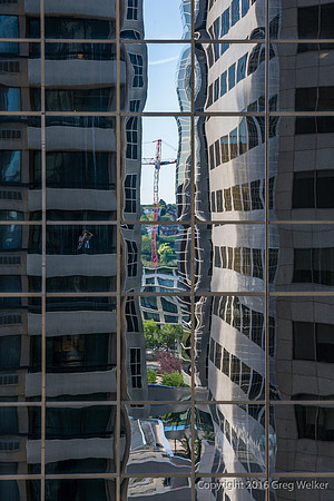Reflection Of Our Hotel In Building Across The Street.