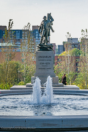 Jean Vauquelin fountain and statue in Vauquelin Square.