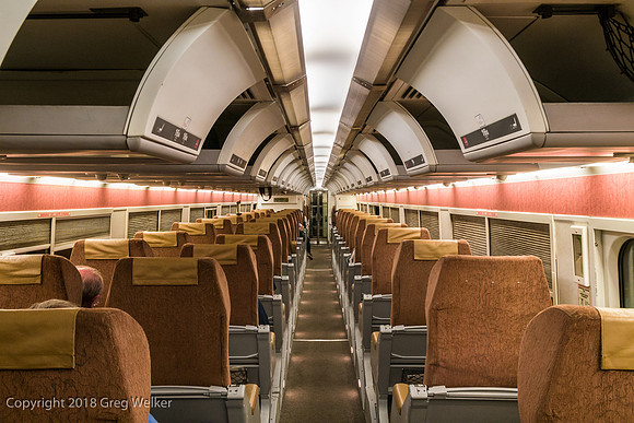 Interior of Business Class coach on Vie Train 37 from Quebec City to Montreal.