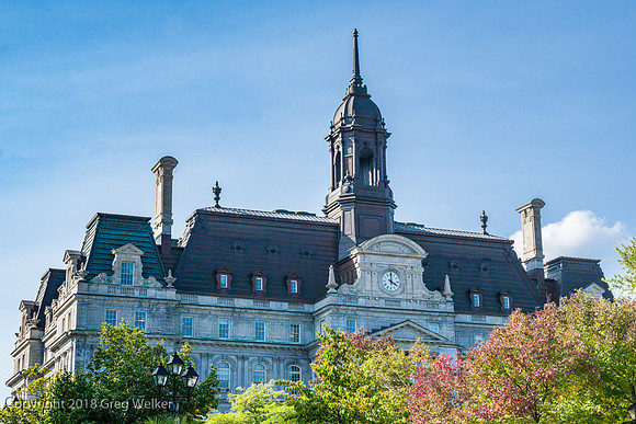 Photos of exterior and interior of Montreal City Hall (Hotel de Ville de Montreal).