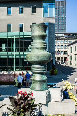 Andrew Dutkewych sculpture at the Pointe-a-Calliere Museum.